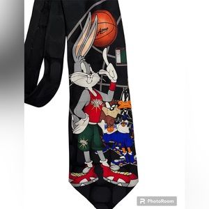 Vintage Looney Tunes Mania Space Jam Silk Tie 1996